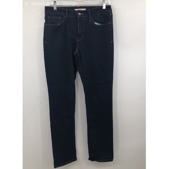 Levi's Dark Wash Blue Mid Rise Skinny Stretch Jeans Women's 8 Comfort Casual - Picture 1 of 12